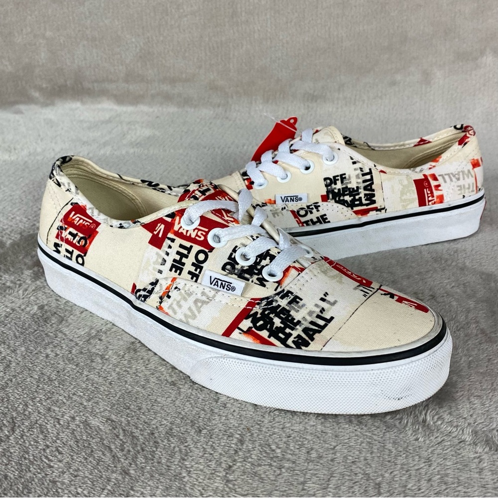 Vans Authentic Packing Tape Shoes Men 7.5 Women 9 White Black Canvas Sneaker NEW - Picture 3 of 10